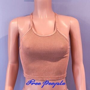 New Free People Happiness Runs Ribbed Crop Top